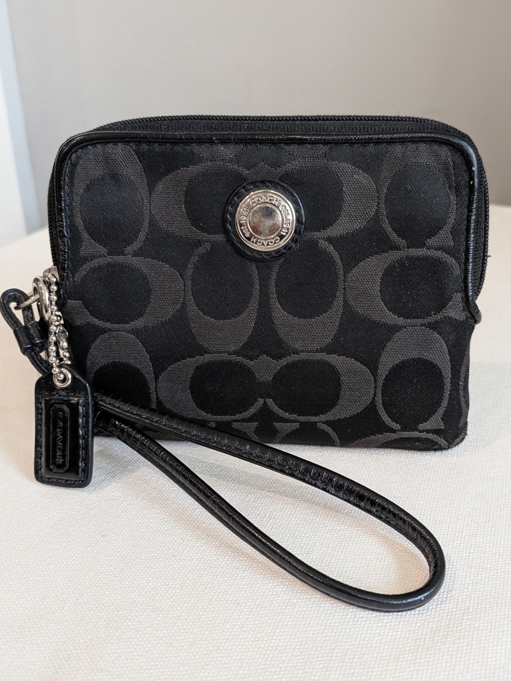 Coach Black Signature Wristlet Wallet